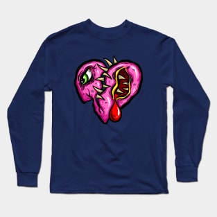 Zombie Heart Blood Teeth Green Valentines Long Sleeve T-Shirt